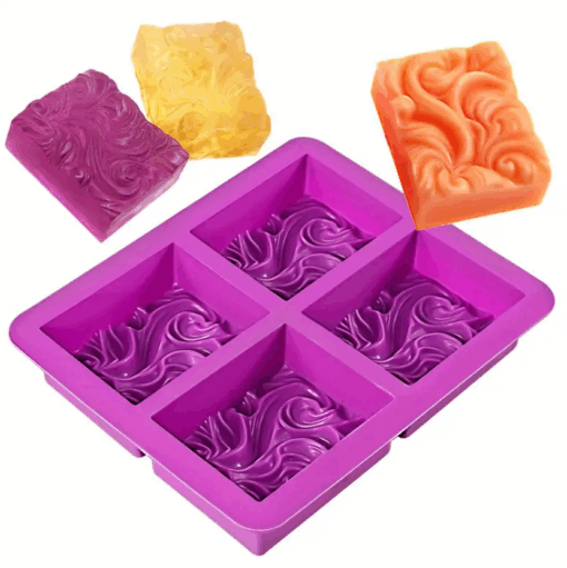 4 Cavity Wave Silicone Soap Mould - Image 3