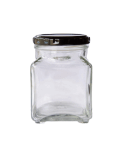 Glass Cosmetic Jar with Black Lid - 260ml
