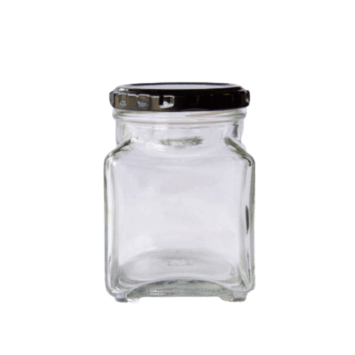 Glass Cosmetic Jar with Black Lid - 260ml