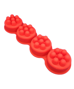 4 Cavity Round Massage Bar Mould - Red