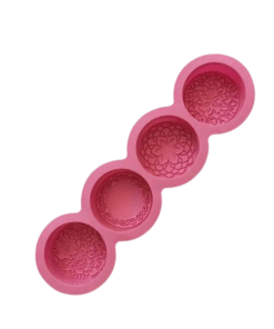 Pink Flower Design Silicone Mould - 4 Cavity