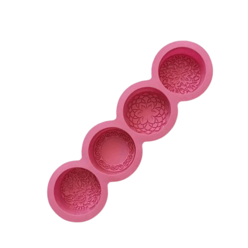 Pink Flower Design Silicone Mould - 4 Cavity