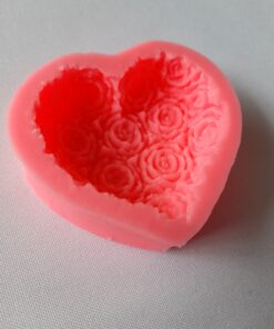 Pink Rose Heart Floral Silicone Mould