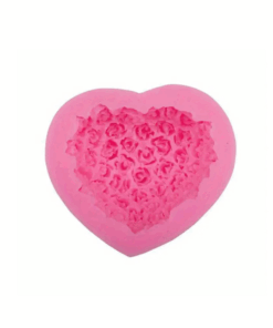 Pink Rose Heart Floral Silicone Mould