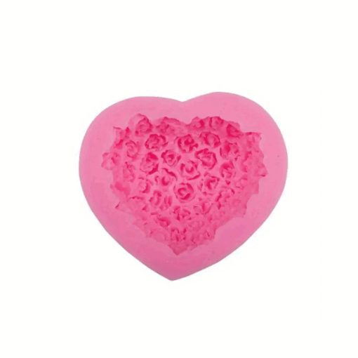 Pink Rose Heart Floral Silicone Mould