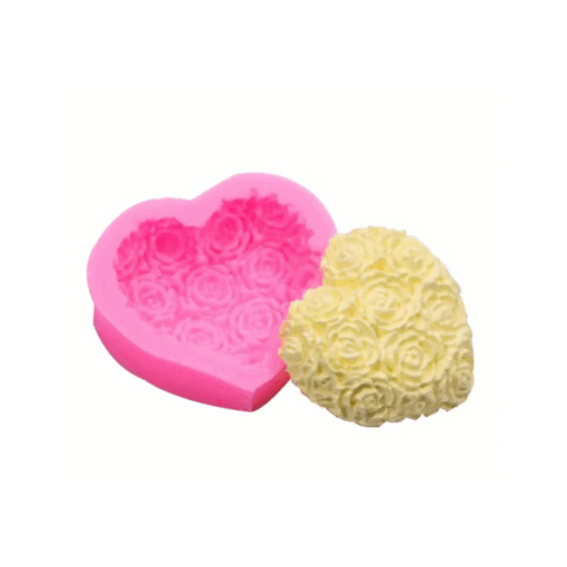 Pink Rose Heart Floral Silicone Mould - Image 3
