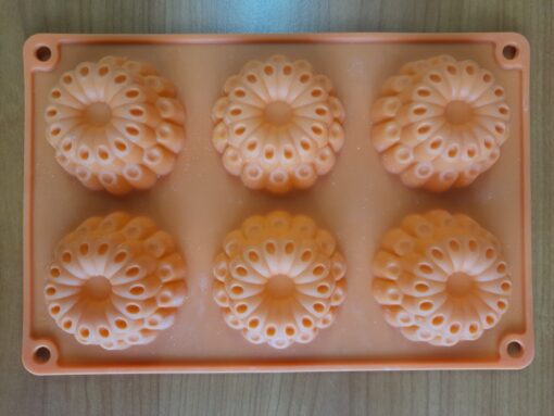 6 Cavity Orange Florals Silicone Mould