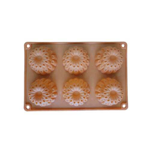 6 Cavity Orange Florals Silicone Mould