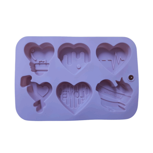 6 Cavity Heart Shaped Valentine's Silicone Mould - Image 2