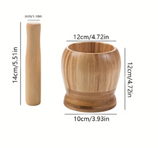 Bamboo Mortar and Pestle Set - Image 2