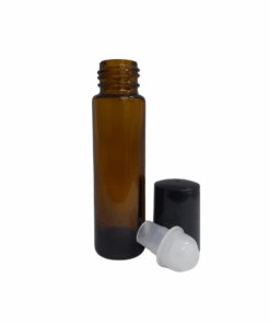 Amber Roller Ball Bottle (Black Lid) – 10ml